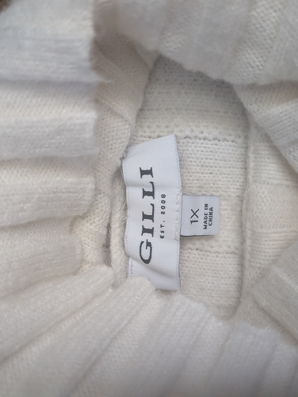 Gilli Cream Ribbed Funnel Neck Sweater - Picture 3 of 5